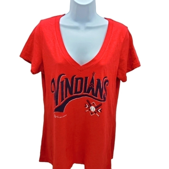 Cleveland Indians Windians Short Sleeve T Shirt Women's Size XL Red - Picture 1 of 7
